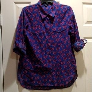 Blue Button Up with Red Anchors